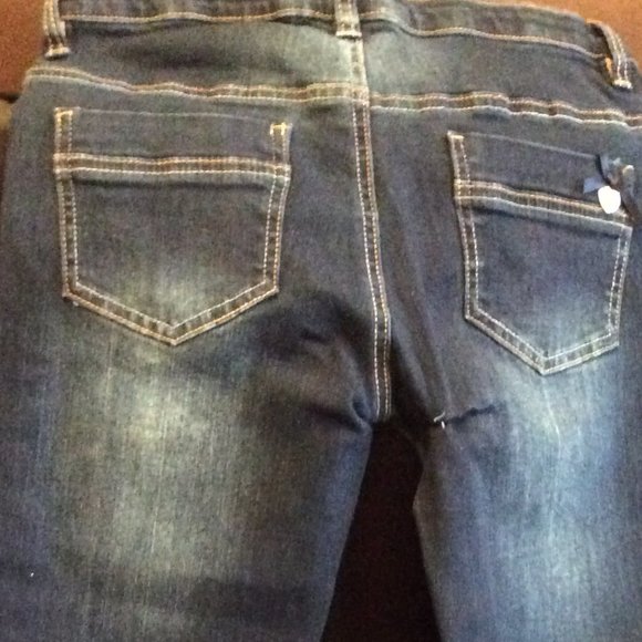 Le Chic Girl's Jeans with hearts, Blue Denim, Ages 11 - 12 years - Picture 2 of 2